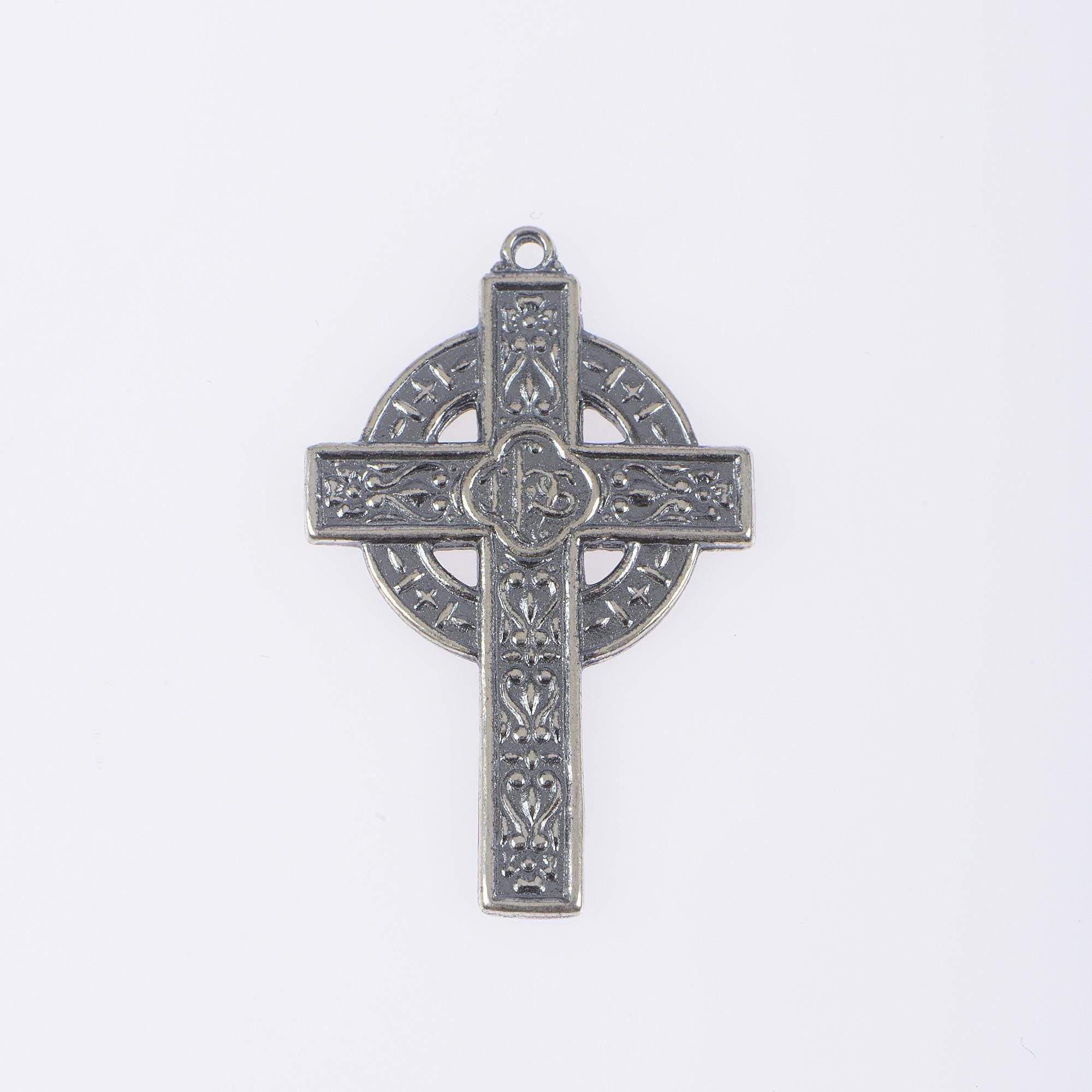 925 Sterling Silver & 24K Gold Vermeil Cross Pendant, Elaborate Celtic Cross, Jewelry Supply, R57-RV57