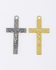 925 Sterling Silver & 24K Gold Vermeil Cross Pendant, Elaborate Infinity Crucifix, Jewelry Supply, R58-RV58