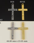 925 Sterling Silver & 24K Gold Vermeil Cross Pendant, Elaborate Infinity Crucifix, Jewelry Supply, R58-RV58