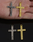 925 Sterling Silver & 24K Gold Vermeil Pendant E aborate Infinity Crucifix, Jewelry Supply, R58P-RV58P