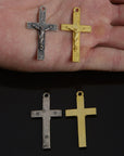 925 Sterling Silver & 24K Gold Vermeil Cross Pendant, Elaborate Infinity Crucifix, Jewelry Supply, R58-RV58
