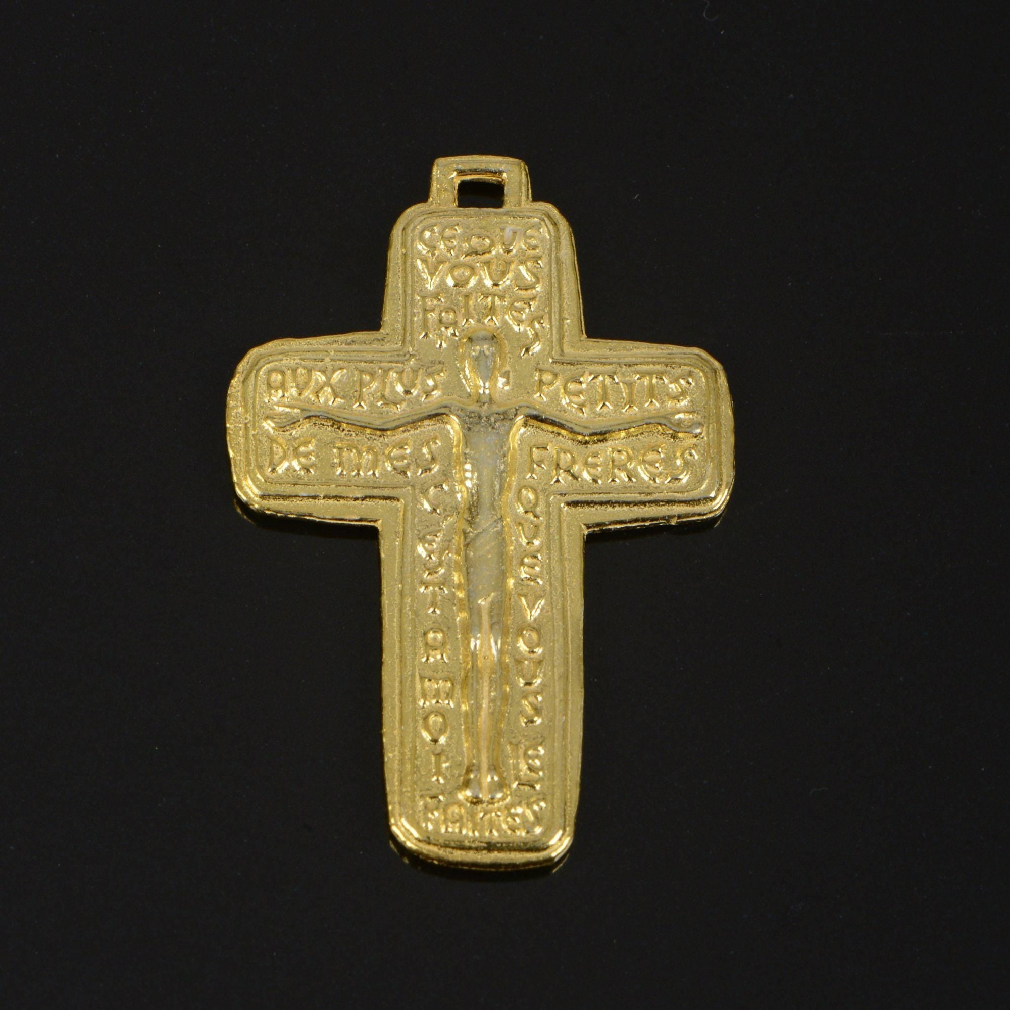 925 Sterling Silver & 24K Gold Vermeil Mattheew’s Gospel 25:40 Caritas Crucifix, Jewelry Supply, R69-RV69