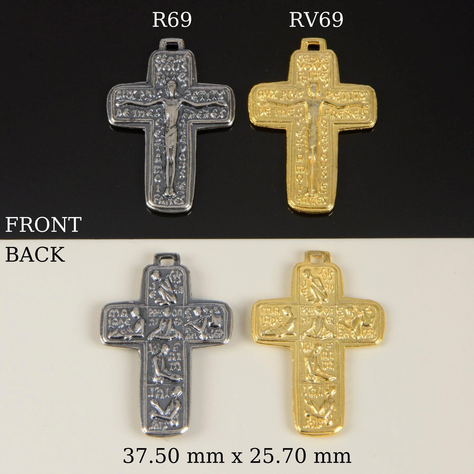925 Sterling Silver & 24K Gold Vermeil Mattheew’s Gospel 25:40 Caritas Crucifix, Jewelry Supply, R69-RV69