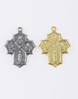 925 Sterling Silver & 24K Gold Vermeil Cross Pendant, 4 Way Cross, Jewelry Supply, R56-RV56