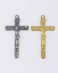 925 Sterling Silver & 24K Gold Vermeil Straight Classical Crucifix, Jewelry Supply, R64-RV64