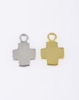 925 Sterling Silver & 24K Gold Vermeil Cross Pendant, Small and Plain Simple Square Pendant Cross, Jewelry Supply, R31P-RV31P