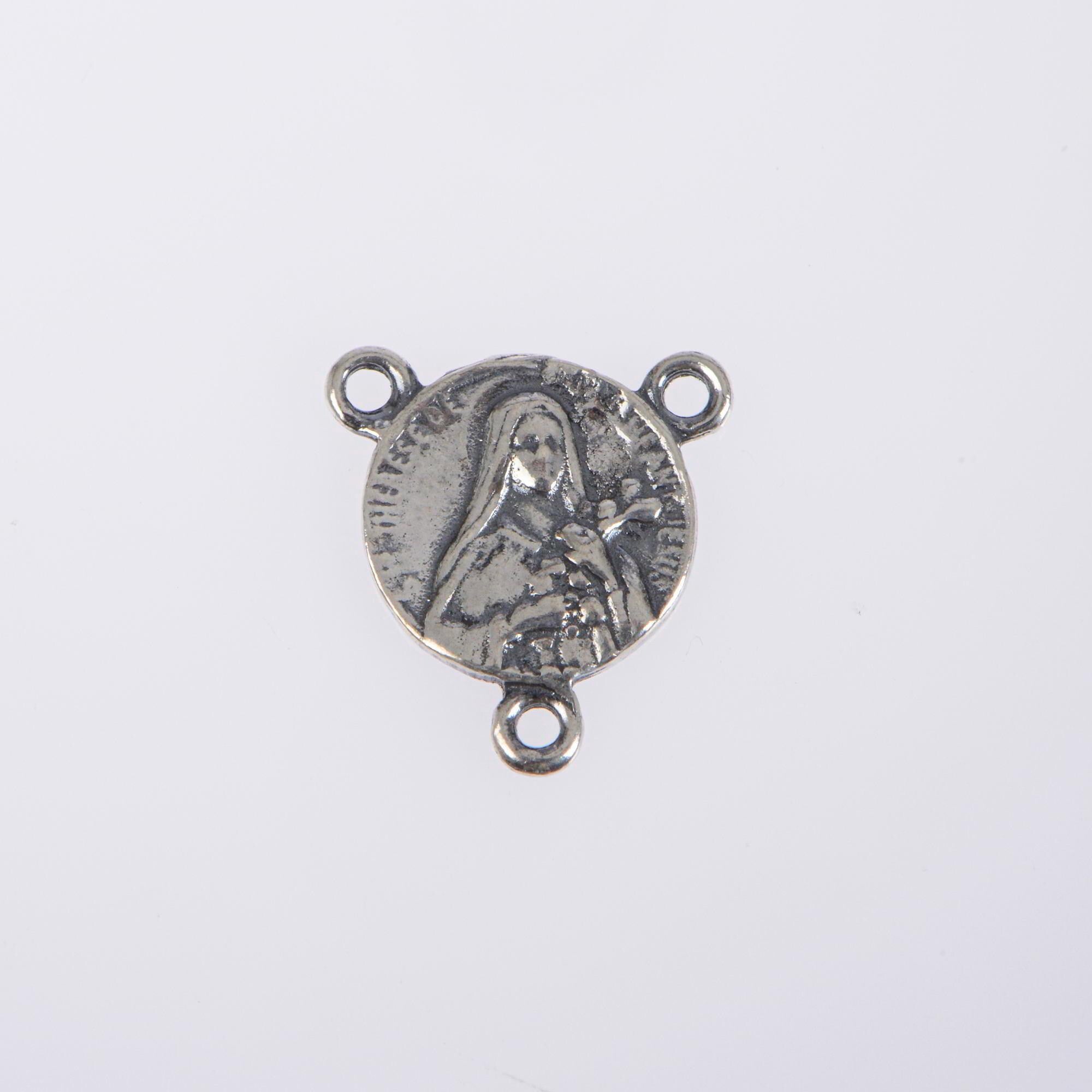 925 Sterling Silver & 24K Gold Vermeil Saint Therese Rosary Center, Jewelry Supply R74-RV74
