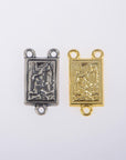 925 Sterling Silver & 24K Gold Vermeil Lourdes Apparition Rectangular Rosary Center, Jewelry Supply, R75-RV75