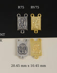 925 Sterling Silver & 24K Gold Vermeil Lourdes Apparition Rectangular Rosary Center, Jewelry Supply, R75-RV75