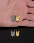 925 Sterling Silver & 24K Gold Vermeil Lourdes Apparition Rectangular Rosary Center, Jewelry Supply, R75-RV75