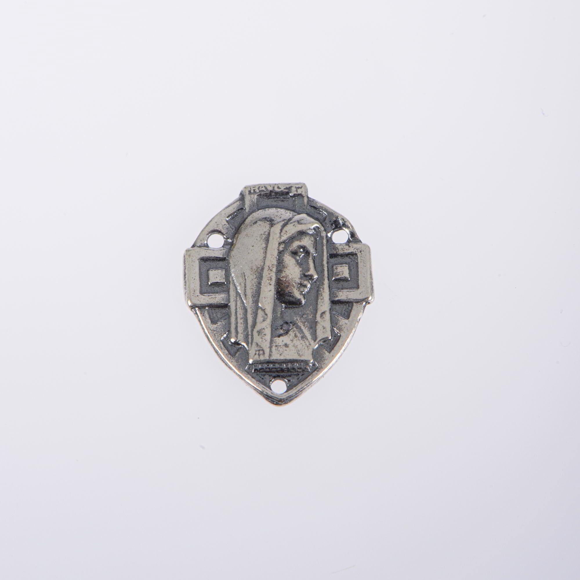 925 Sterling Silver & 24K Gold Vermeil Virgin Mary and Cross Rosary Center, Jewelry Supply, R76-RV76