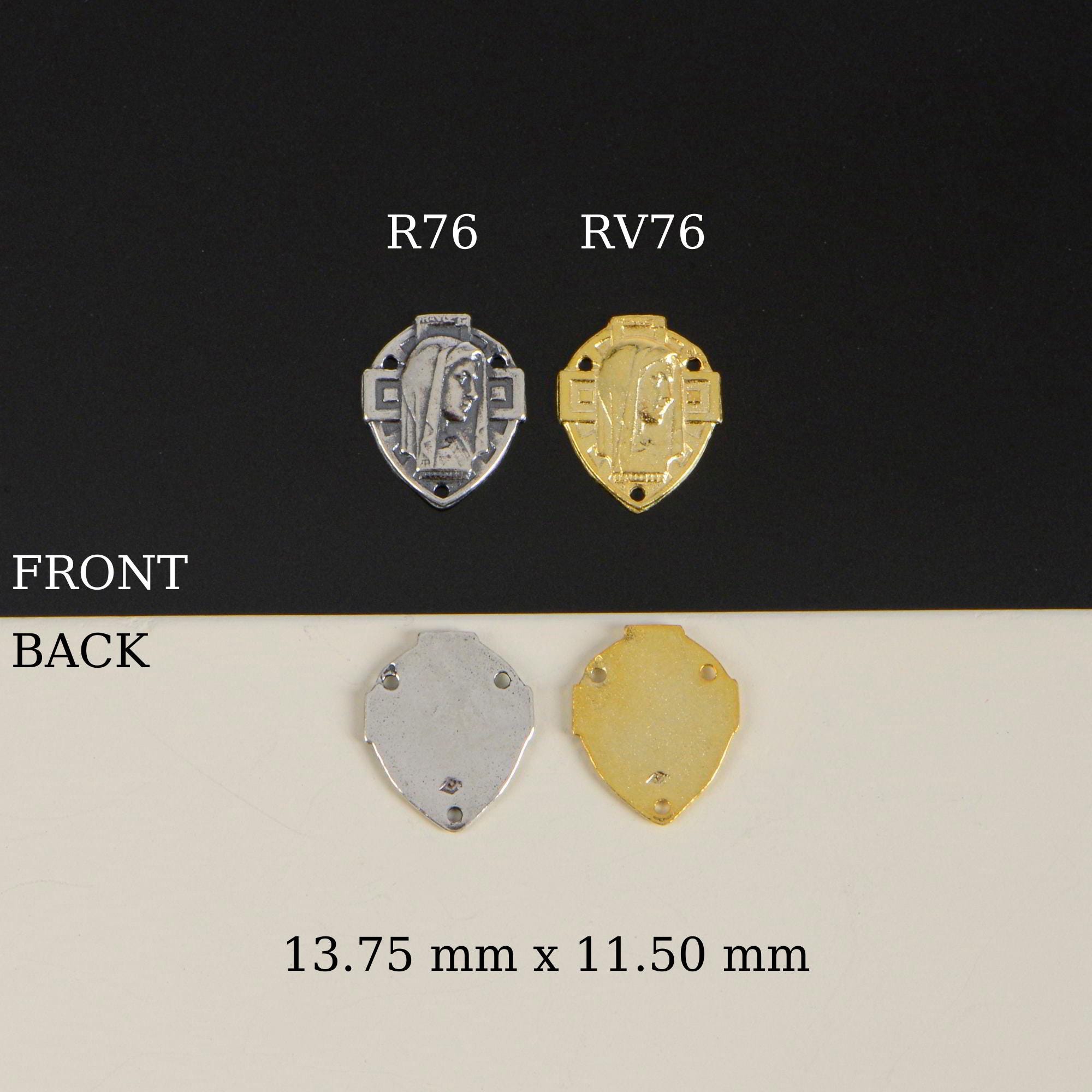 925 Sterling Silver & 24K Gold Vermeil Virgin Mary and Cross Rosary Center, Jewelry Supply, R76-RV76