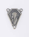 925 Sterling Silver & 24K Gold Vermeil Virgin Mary Simple Center w Fleur de Lys on Reverse Rosary Center, Jewelry Supply, R78-RV78