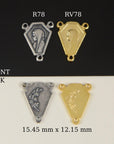 925 Sterling Silver & 24K Gold Vermeil Virgin Mary Simple Center w Fleur de Lys on Reverse Rosary Center, Jewelry Supply, R78-RV78