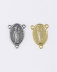 925 Sterling Silver & 24K Gold Vermeil Our Lady of Notre Dame of Paris with Cathedral on reverse Rosary Center, Jewelry Supply, R81-RV81