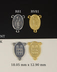 925 Sterling Silver & 24K Gold Vermeil Our Lady of Notre Dame of Paris with Cathedral on reverse Rosary Center, Jewelry Supply, R81-RV81