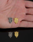 925 Sterling Silver & 24K Gold Vermeil Our Lady of Notre Dame of Paris with Cathedral on reverse Rosary Center, Jewelry Supply, R81-RV81