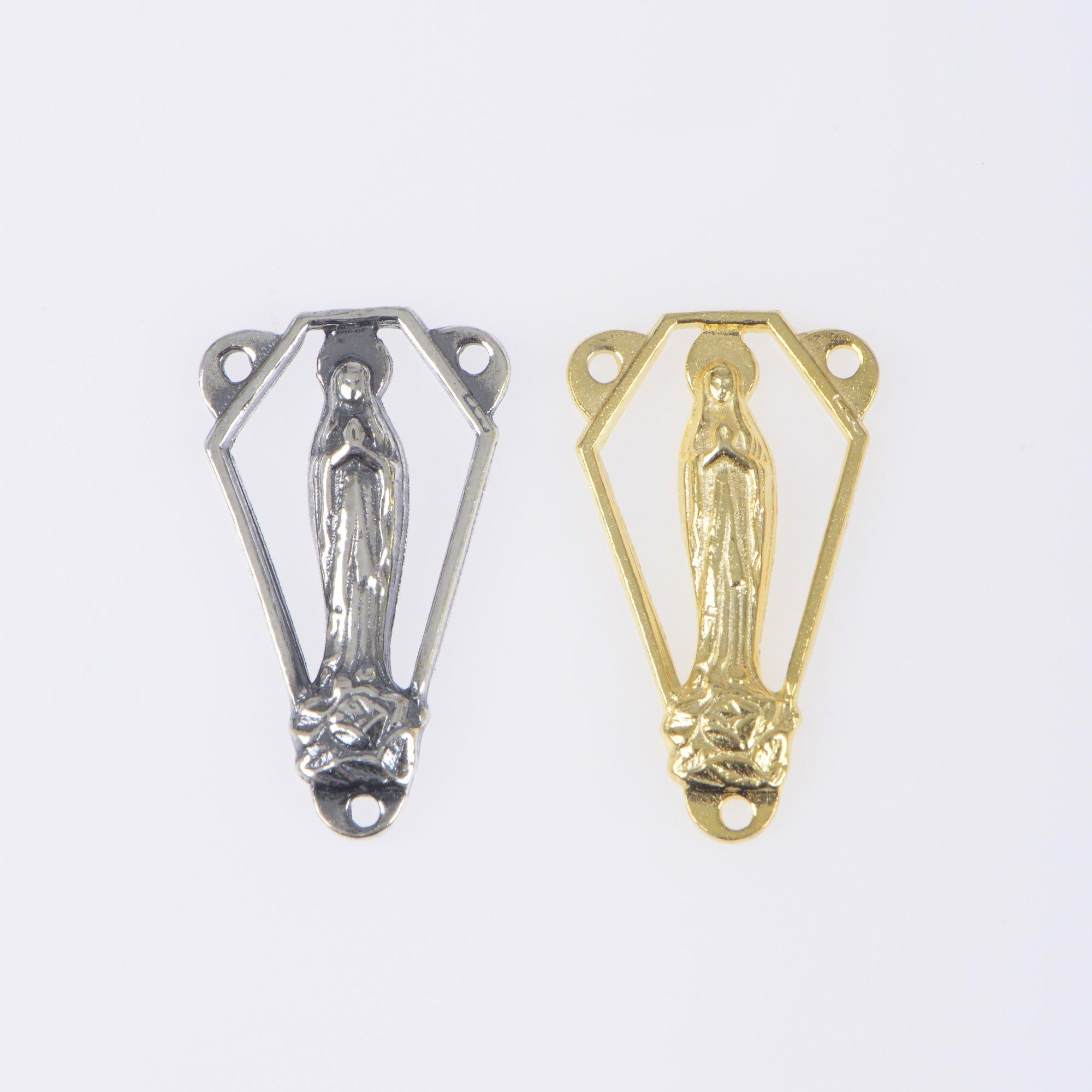 925 Sterling Silver & 24K Gold Vermeil Open Work Miraculous Virgin Center, Jewelry Supply, R85-RV85