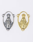 925 Sterling Silver & 24K Gold Vermeil Open Work Miraculous Medal Rosary center, Jewelry Supply, R86-RV86