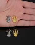 925 Sterling Silver & 24K Gold Vermeil Open Work Miraculous Medal Rosary center, Jewelry Supply, R86-RV86