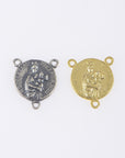925 Sterling Silver & 24K Gold Vermeil, N.D. de la Garde and Sacred Heart of Jesus double sided Rosary Center, Jewelry Supply, R88-RV88