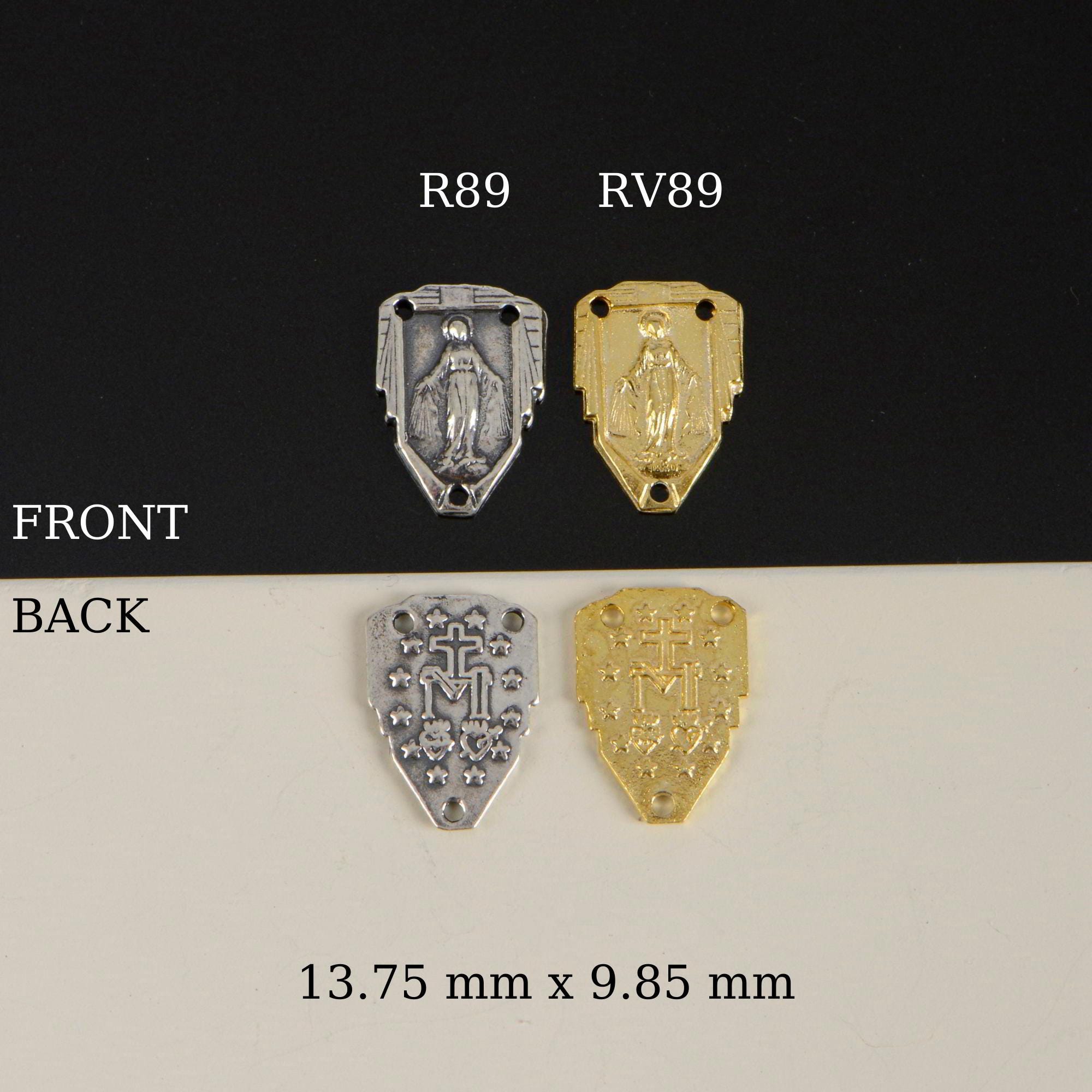 925 Sterling Silver & 24K Gold Vermeil N.D. de la Garde and Sacred Heart of Jesus double sided Rosary Center, Jewelry Supply, R89-RV89