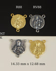 925 Sterling Silver & 24K Gold Vermeil, N.D. de la Garde and Sacred Heart of Jesus double sided Rosary Center, Jewelry Supply, R88-RV88
