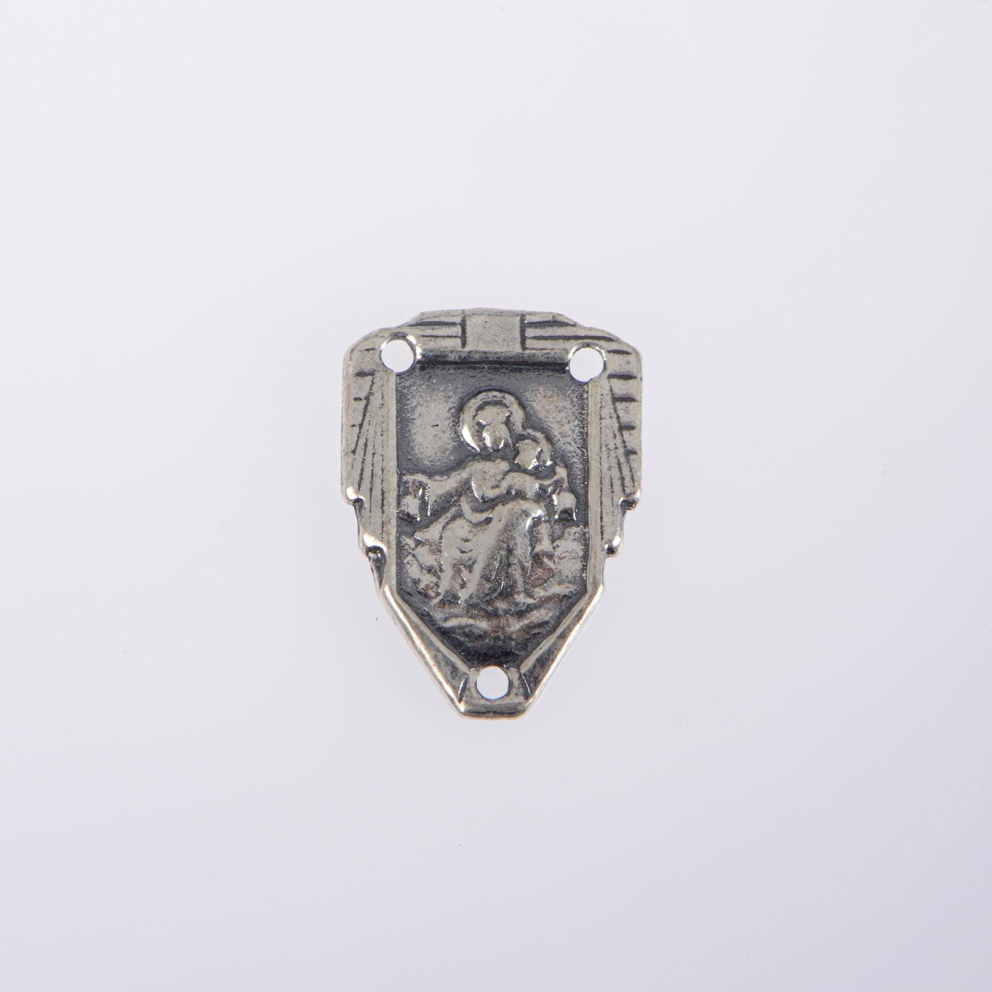 925 Sterling Silver & 24K Gold Vermeil Lady of Carmel and Sacred heart Rosary Center, Jewelry Supply, R94-RV94