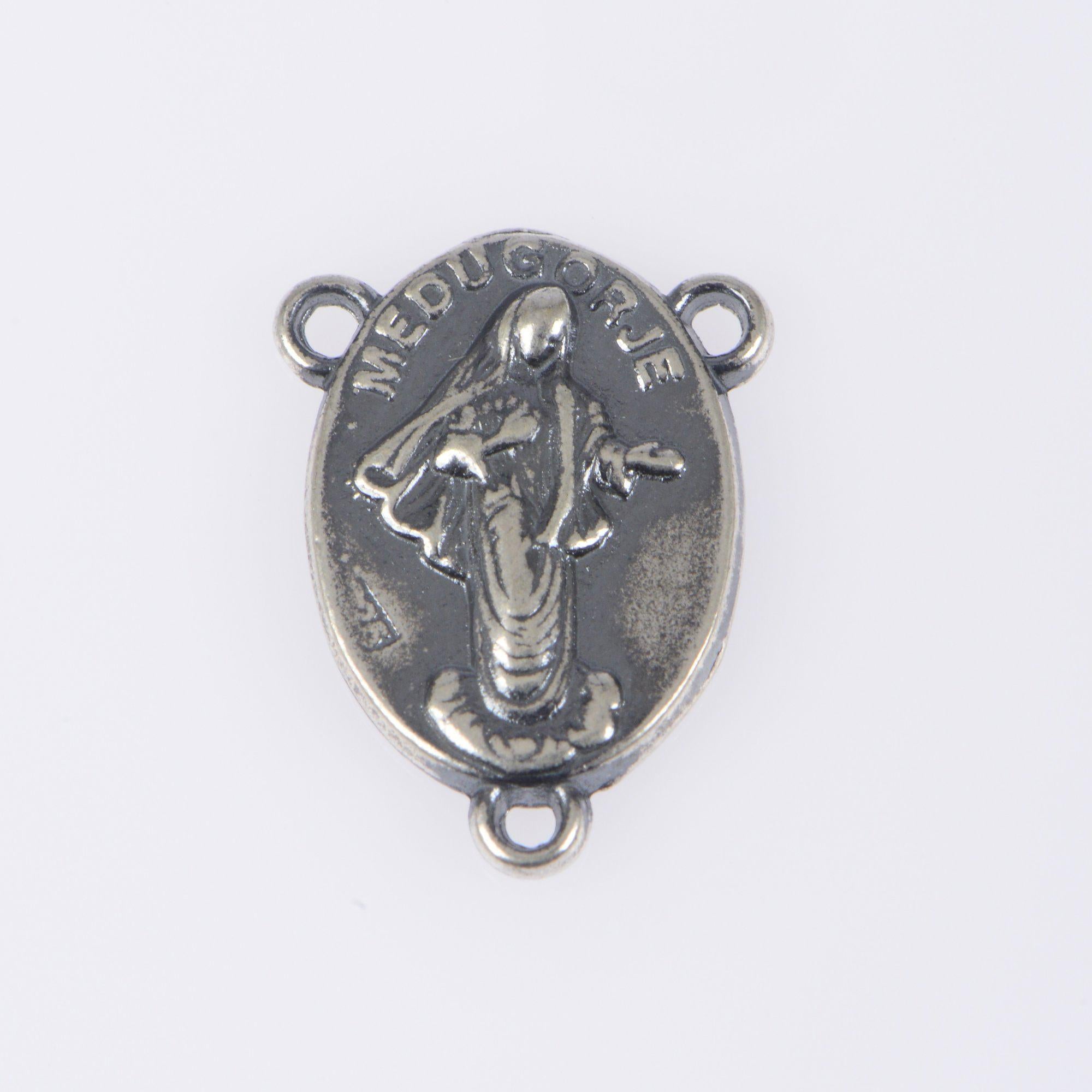925 Sterling Silver & 24K Gold Vermeil Our Lady of Medugorje Rosary Center, Jewelry Supply, R98-RV98