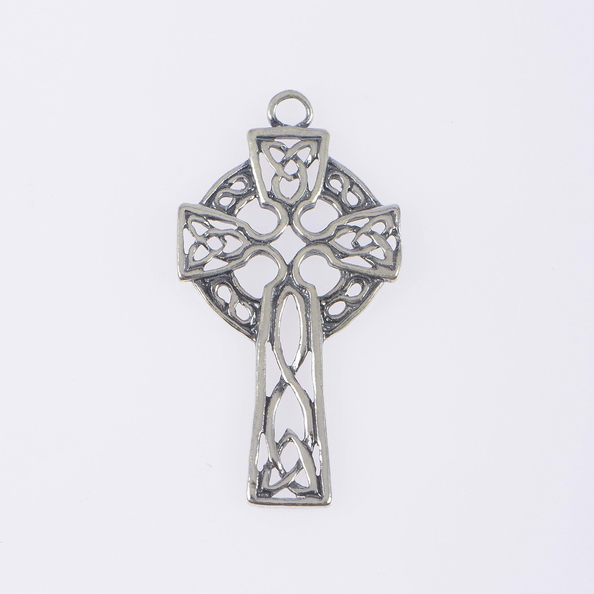 925 Sterling Silver & 24K Gold Vermeil Cross Pendant, Open Work Celtic Cross, Jewelry Supply, R34-RV34