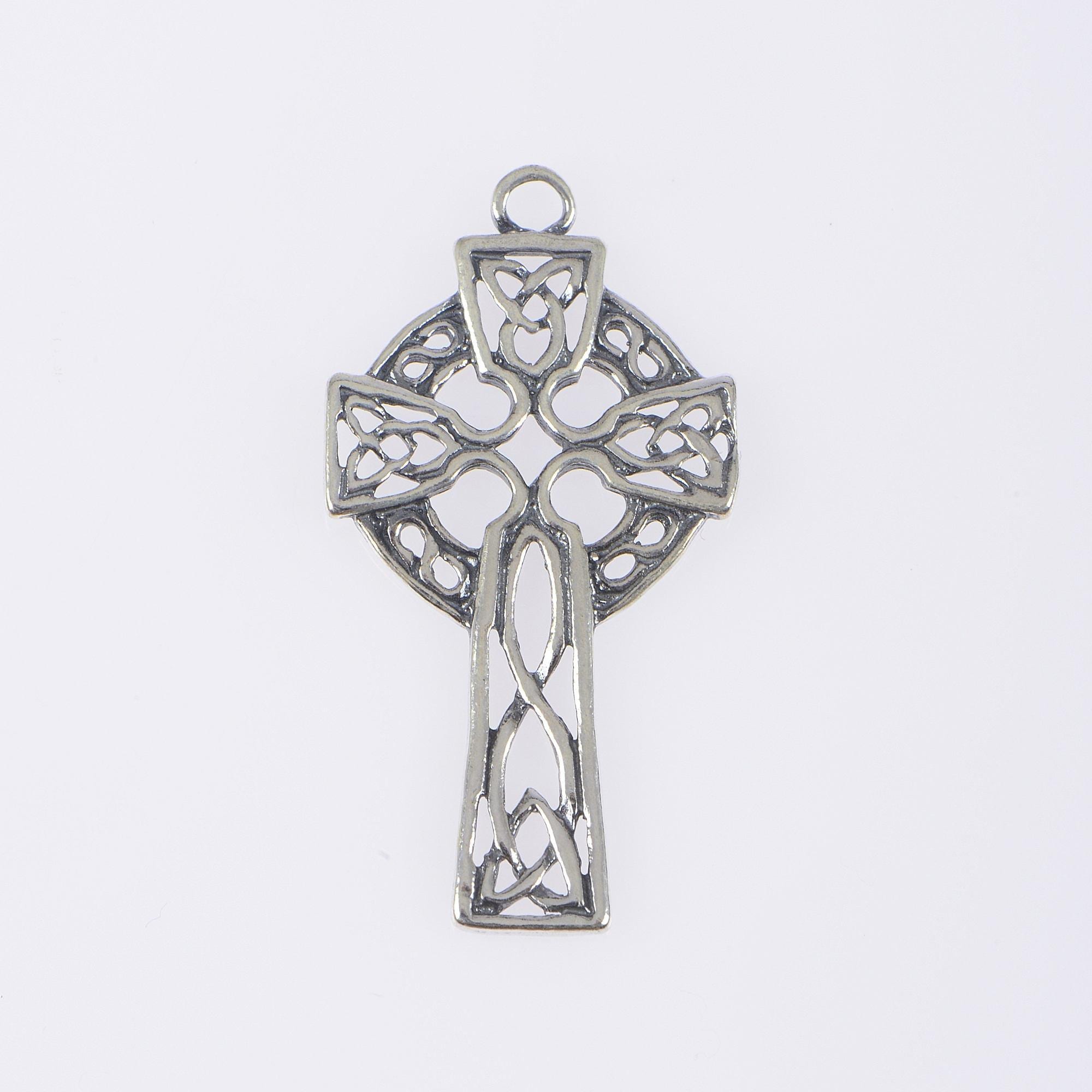 925 Sterling Silver & 24K Gold Vermeil Cross Pendant, Pendant Open Work Celtic Cross, Jewelry Supply, R34P-RV34P
