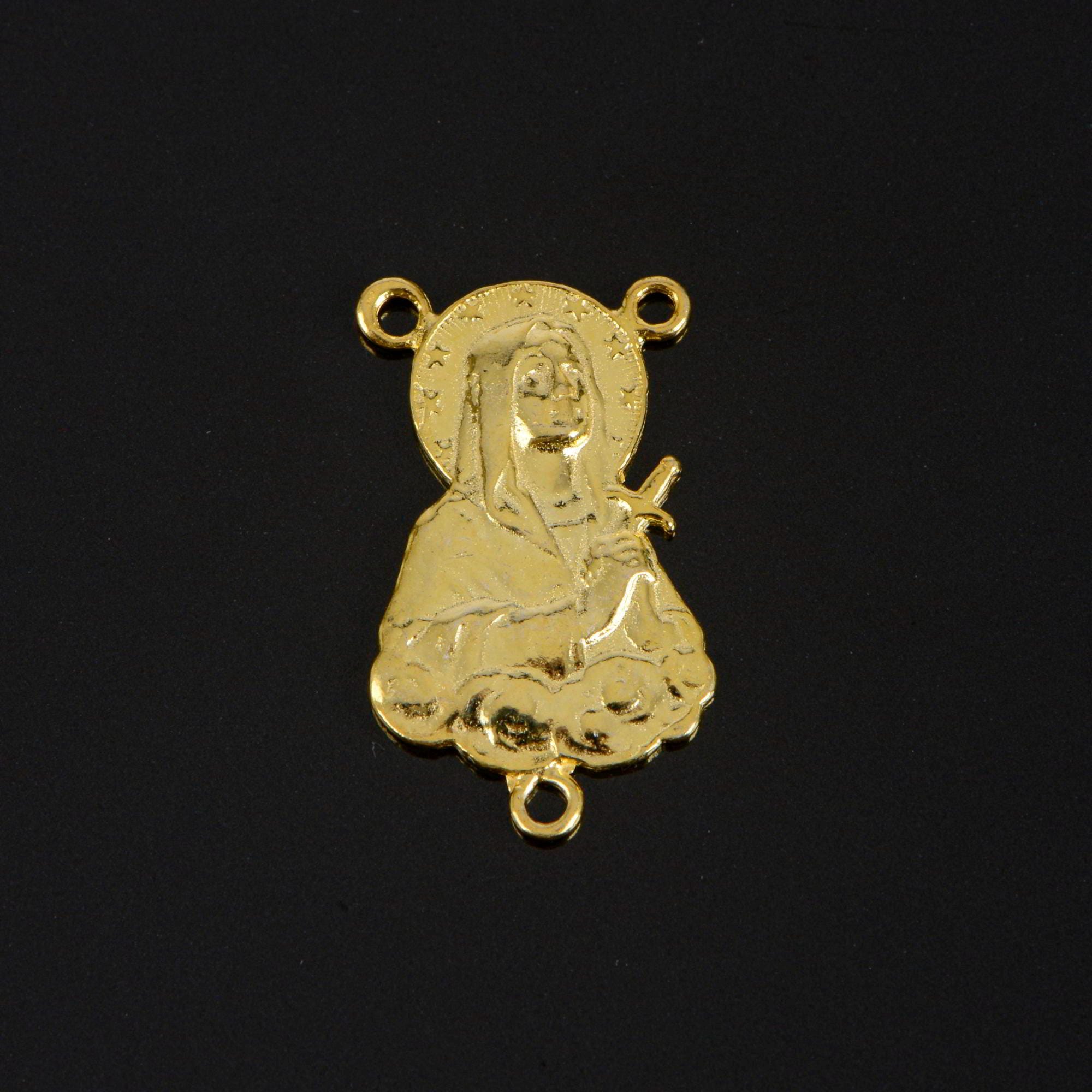 925 Sterling Silver & 24K Gold Vermeil Rosary Center, Mater Dolorosa 3D Bust Rosary Center, Jewelry Supply, R110-RV110