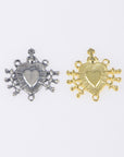 925 Sterling Silver & 24K Gold Vermeil Rosary Center, Mater Dolorosa Heart with Arrows Rosary Center, Jewelry Supply, R107-RV107