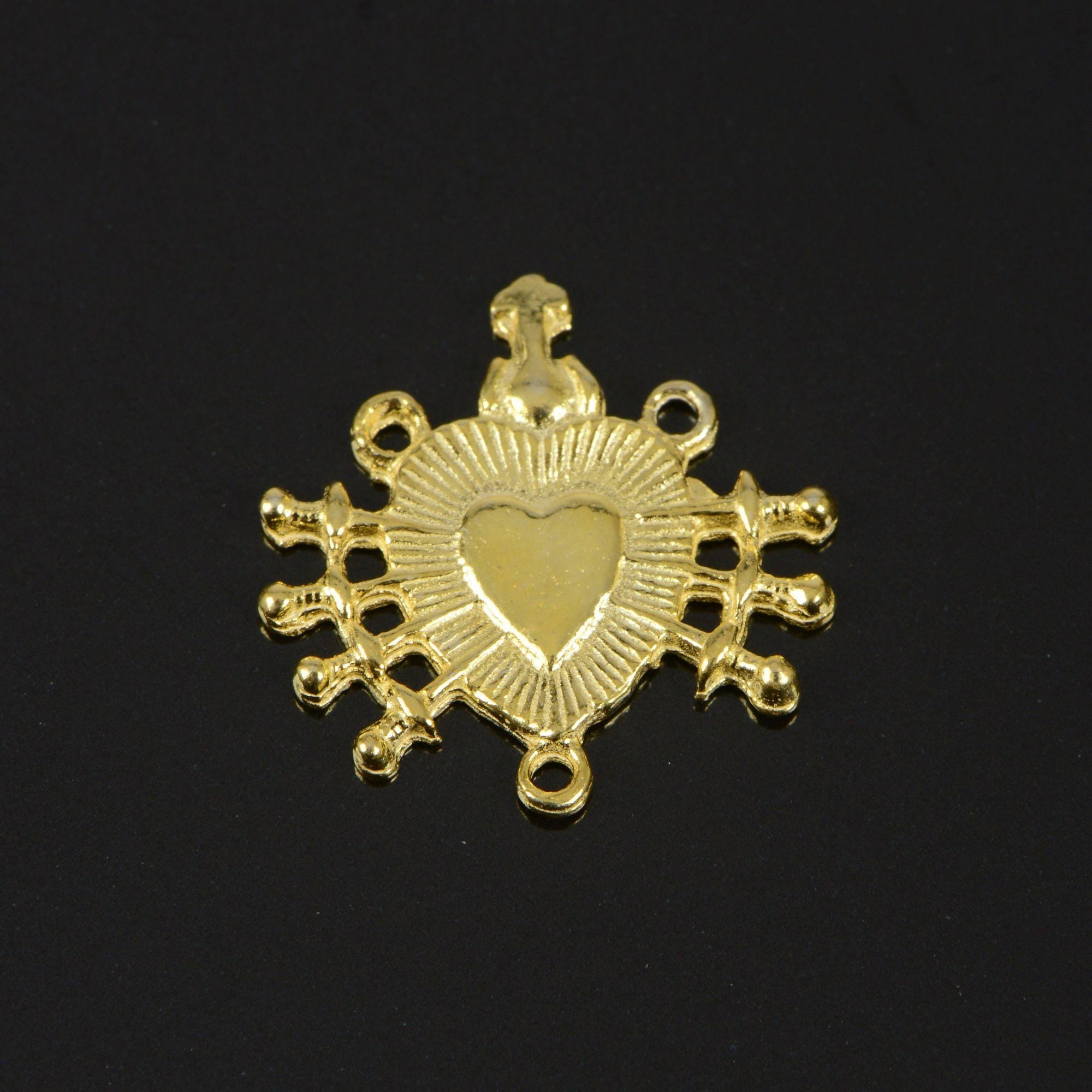 925 Sterling Silver & 24K Gold Vermeil Rosary Center, Mater Dolorosa Heart with Arrows Rosary Center, Jewelry Supply, R107-RV107