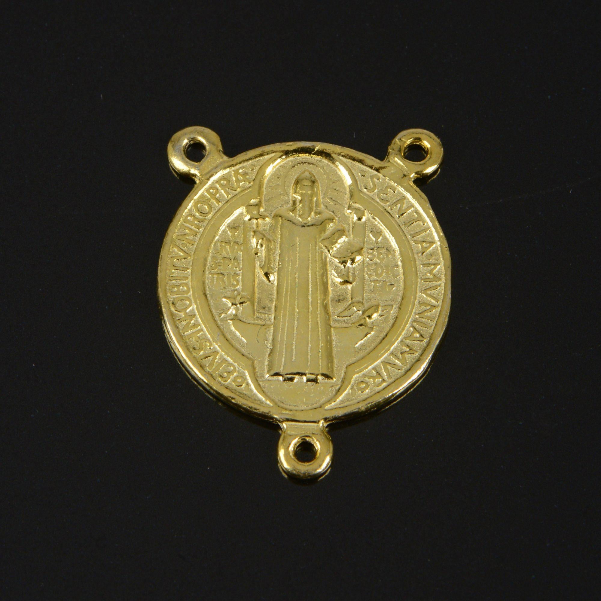 925 Sterling Silver & 24K Gold Vermeil Rosary Center, Saint Augustine Rosary Center, Jewelry Supply, R108-RV108