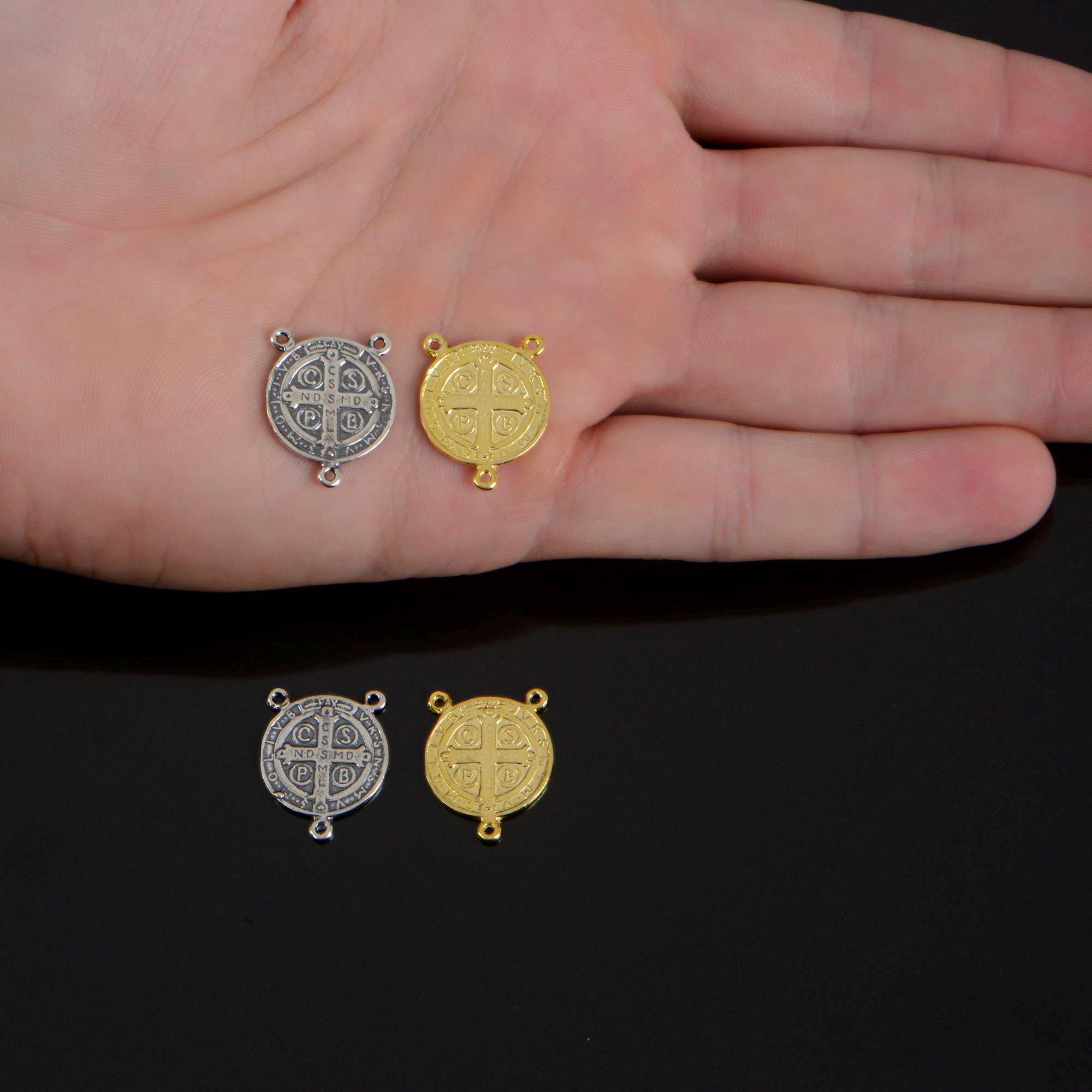 925 Sterling Silver & 24K Gold Vermeil Rosary Center, Saint Augustine Rosary Center, Jewelry Supply, R108-RV108