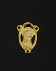 925 Sterling Silver & 24K Gold Vermeil Lourdes Apparition Open Oval Rossary Center, Jewelry Supply, R87-RV87