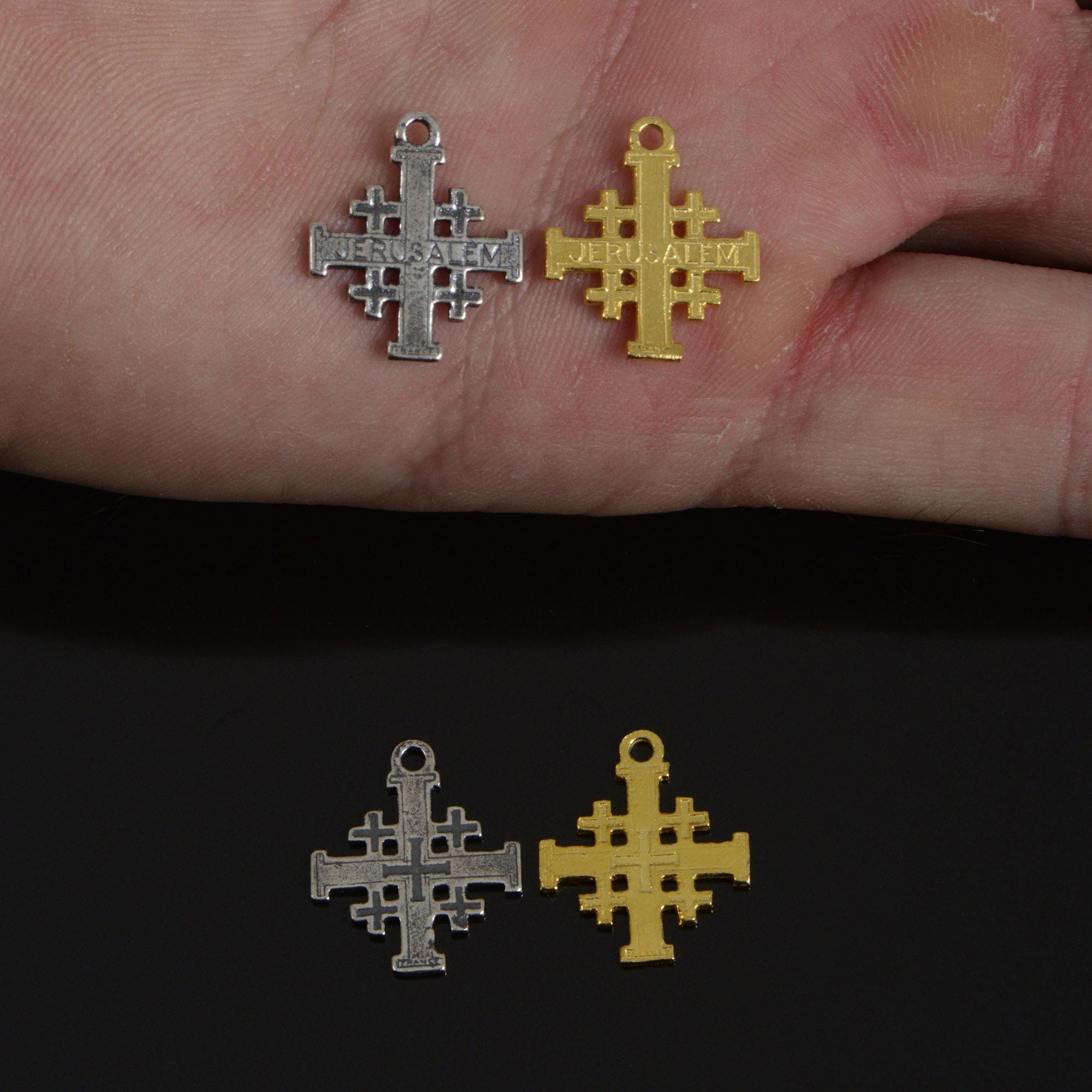 925 Sterling Silver & 24K Gold Vermeil Small Jerusalem Pendant Cross, R67P-RV67P