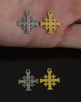 925 Sterling Silver & 24K Gold Vermeil Small Jerusalem Pendant Cross, R67P-RV67P