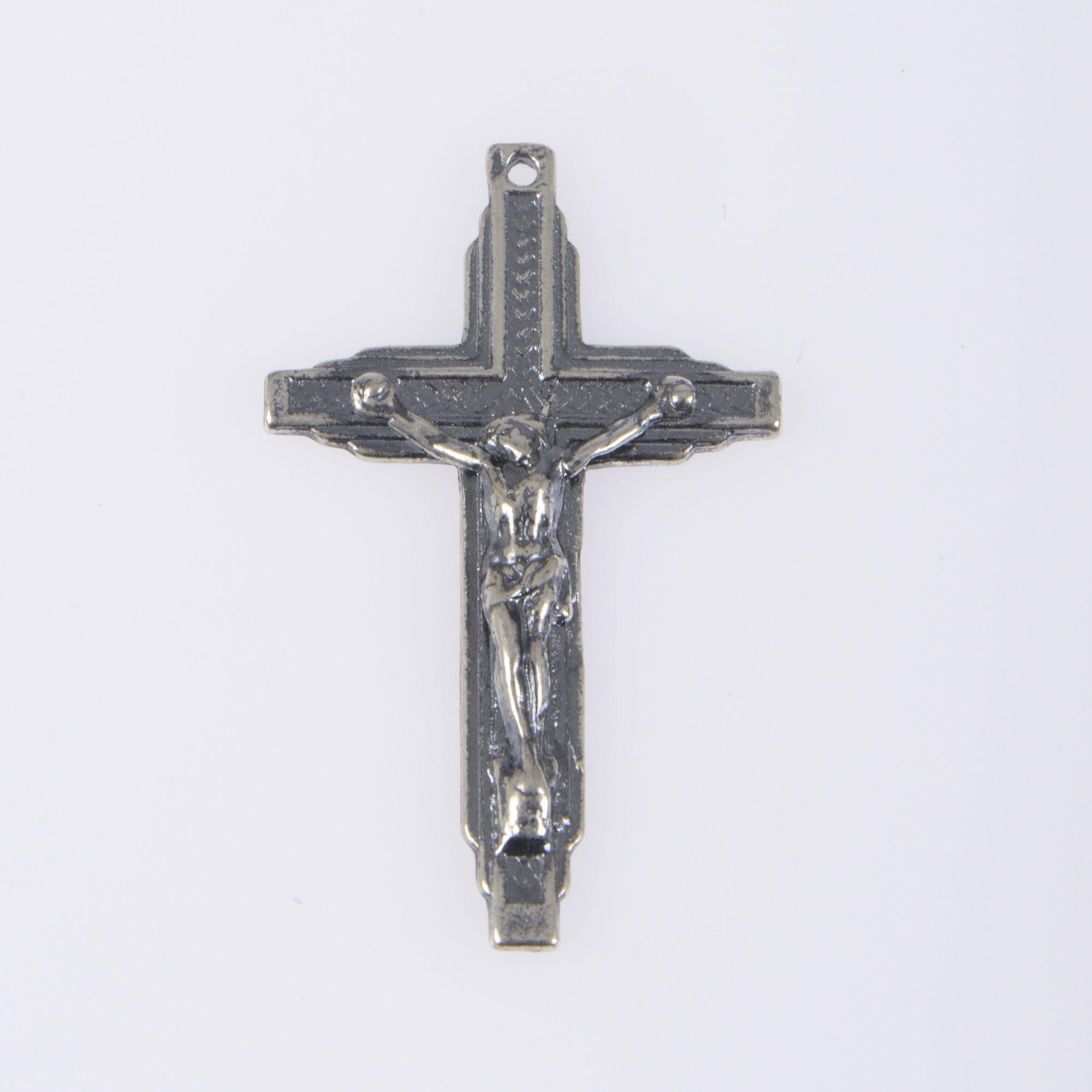 925 Sterling Silver & 24K Gold Vermeil Art Deco Straight Crucifix, Jewelry Supply, R65-RV65