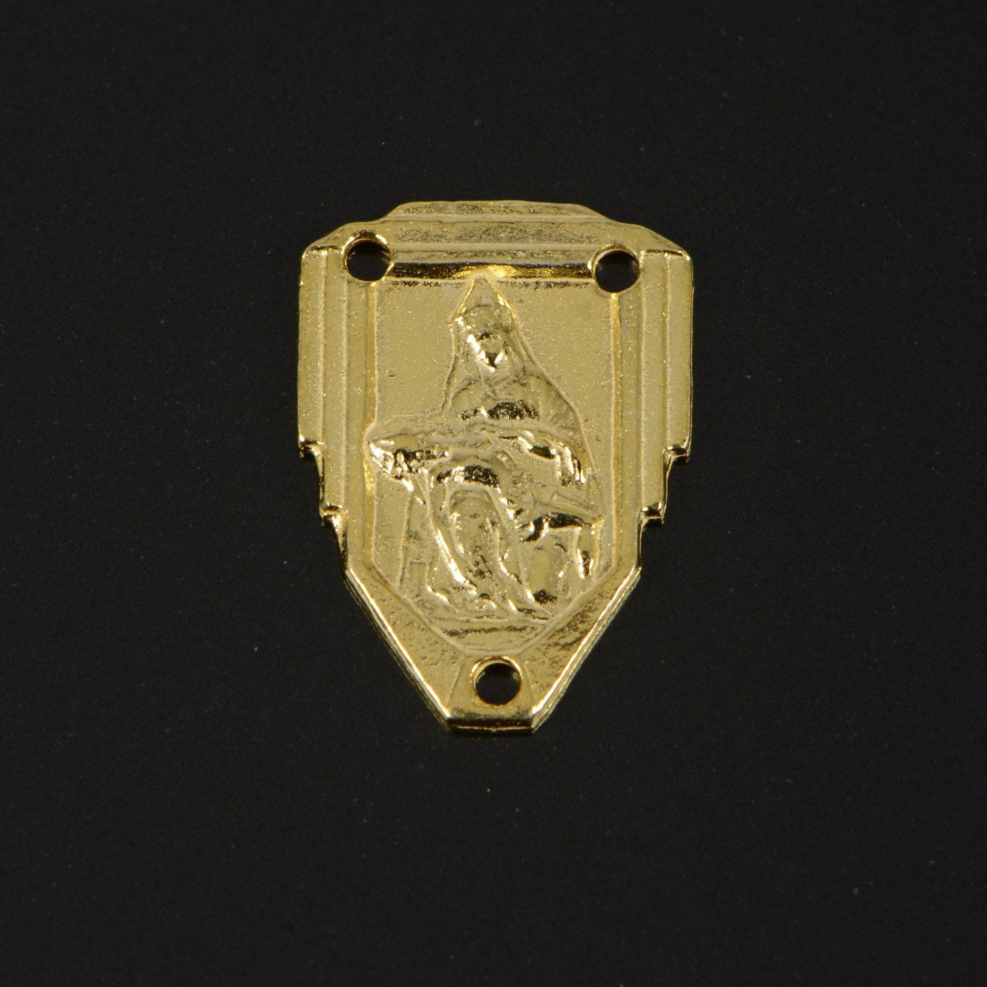 925 Sterling Silver & 24K Gold Vermeil Sacred heart of Jesus Rosary Center, Jewelry Supply, R82-RV82