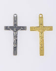 925 Sterling Silver & 24K Gold Vermeil Rosary Streamlined Crucifix, Jewelry Supply, R66-RV66