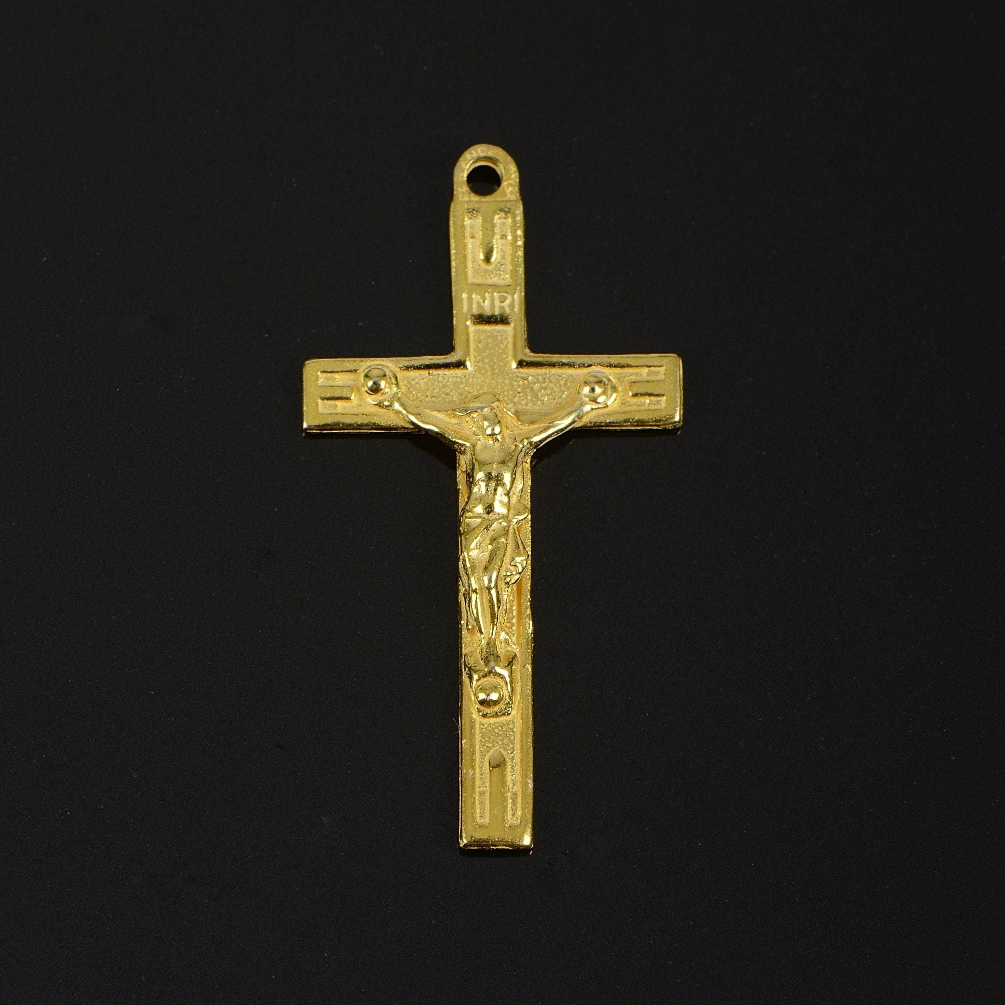 925 Sterling Silver & 24K Gold Vermeil Pendant Streamlined Crucifix, R66P-RV66P