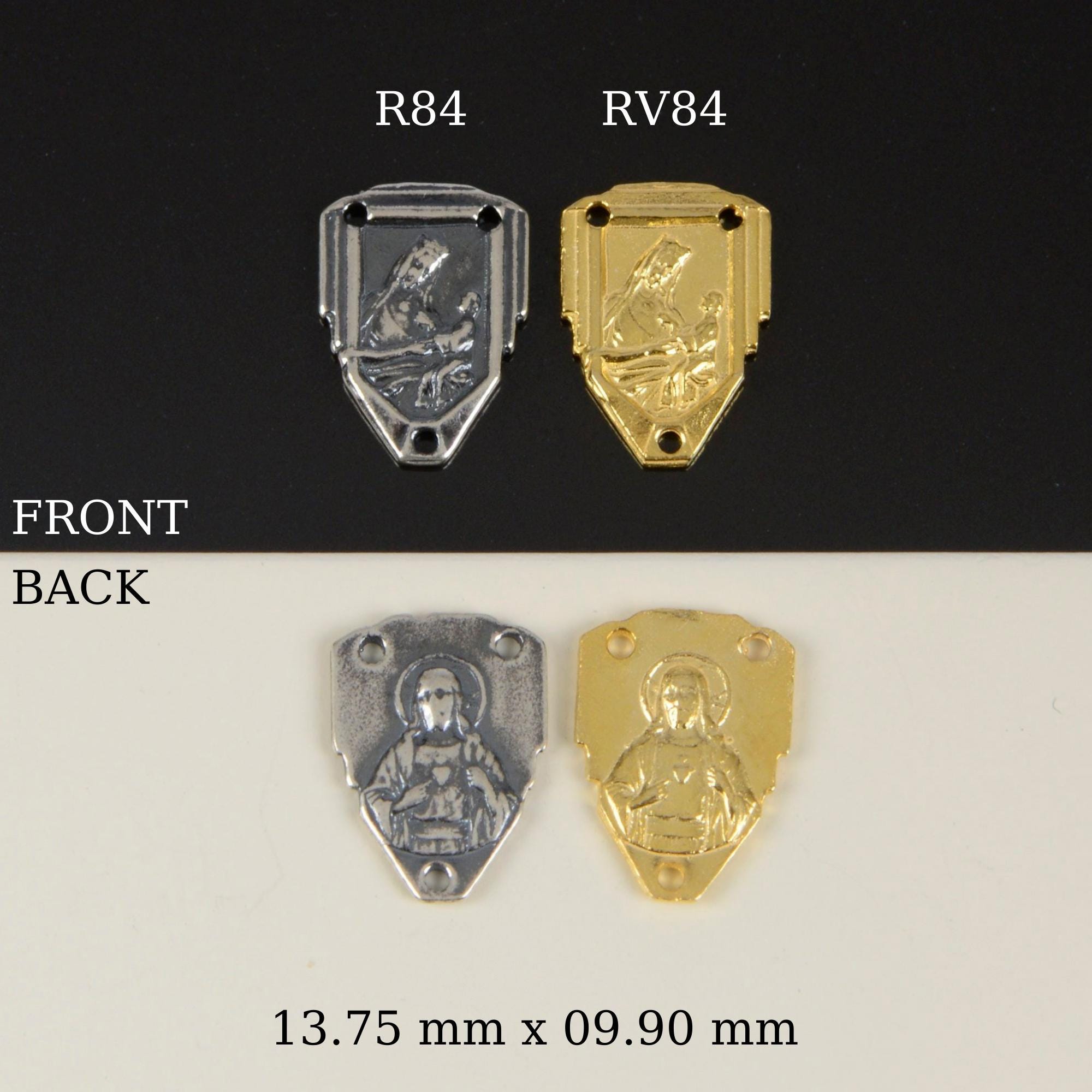 925 Sterling Silver & 24K Gold Vermeil Sacred heart of Jesus Rosary Center, Jewelry Supply, R84-RV84