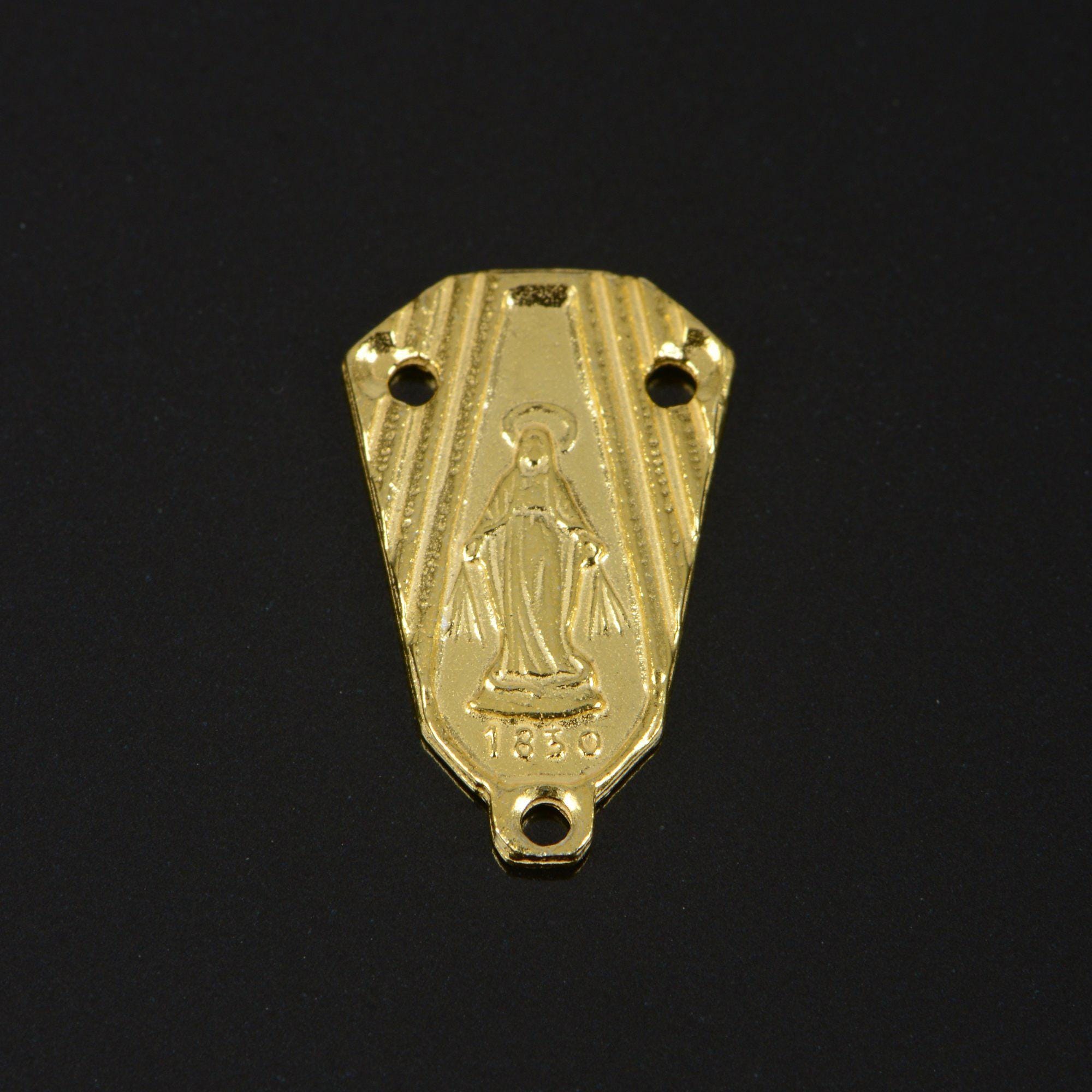 925 Sterling Silver & 24K Gold Vermeil Miraculous Medal Rosary Center, Jewelry Supply, R73-RV73