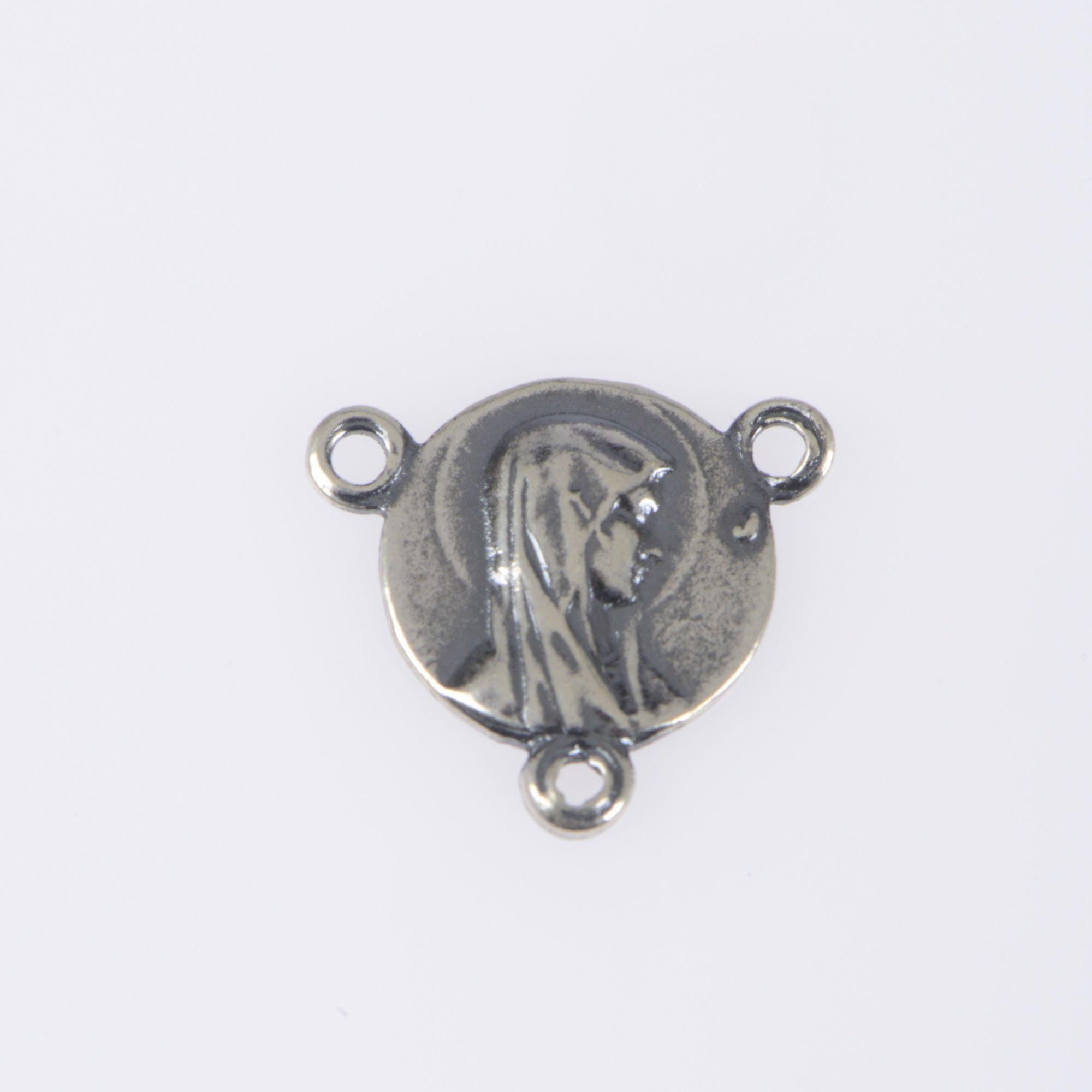 925 Sterling Silver & 24K Gold Vermeil Jerusalem and Virgin Mary Rosary Center, Jewelry Supply, R90-RV90