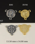 925 Sterling Silver & 24K Gold Vermeil Jerusalem and Virgin Mary Rosary Center, Jewelry Supply, R90-RV90