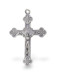 925 Sterling Silver & 24K Gold Vermeil Pendant Cross, Art Nouveau Style, Jewelry Making Supply, R6P-RV6P