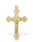 925 Sterling Silver & 24K Gold Vermeil Pendant Cross, Art Nouveau Style, Jewelry Making Supply, R6P-RV6P