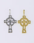 925 Sterling Silver & 24K Gold Vermeil Cross Pendant, Small open Work Celtic Cross with Straight Bail, Jewelry Supply, R33-RV33